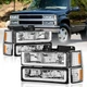 Chrome Headlights LED Strip & Bumper Lamp For 1994-1998 Silverado C/K 1500 2500