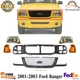 Front Grille Assembly + Header Panel + Headlight Kits For 2001-2003 Ford Ranger
