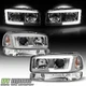 1999-2006 GMC Sierra Yukon LED Tube Projector Headlights Headlamps+Bumper Lights