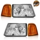 WEELMOTO Pair Headlights For 2001-2011 Ford Ranger Chrome Amber Corner w/o bulbs