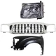 TACOMA 01-04 GRILLE Chrome Shell with Painted Dark Gray Insert 3-pc Kit Fender a