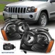 Set Black Headlights For 2005-2007 Jeep Grand Cherokee Sport Utility Left+Right