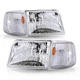 For 1993-1997 Ford Ranger Pickup Chrome Headlights +Signal Lamps Left+Right 