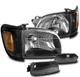 FOR 01-04 TOYOTA TACOMA AMBER/BLACK HEADLIGHTS LAMPS W/BUMPER+CORNER LEFT+RIGHT FOR 01-04 TOYOTA TACOMA AMBER/BLACK HEADLIGHTS LAMPS W/BUMPER+CORNER LEFT+RIGHT