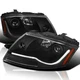 Black Fits 1999-2006 Audi Tt Projector Headlights Led Tube+Built-In Fog Lamp L+R