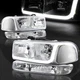 For 1999-2006 GMC Sierra 1500 2500 DRL LED Chrome Clear Headlights+Bumper 4PCS