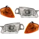 PROTEGE 99-00 HEAD LAMP RH AND LH Assembly Halogen 4-pc Kit with Corner Lights