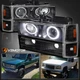Fits 1994-1998 GMC C10 C/K 1500 Sierra Black Projector Headlights+Bumper Lamps