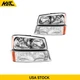Headlight Assembly Set For 02-06 Chevy Avalanche 1500 Halogen Clear Lens Amber
