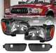 For 2001-2004 Toyota Tacoma Front Black Headlights Headlamps+Bumper Fog Lights