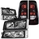 For 2003-2006 Chevy Silverado Black Headlight & Smoke Tail Lights Assembly