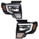 Fit For 2009-2014 Ford F-150 Headlights Black/Clear LED DRL Head Lamps Pair