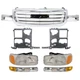 Grille Kit Fits 03-06 GMC Sierra 1500 Classic 2500 With Headlight Parking Light