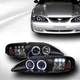 Fits 94-98 Ford Mustang Blk LED Halo Projector Head Lights Corner Parking 1Pc Am