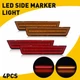 For 2008-2014 Dodge Challenger Front Amber+Rear Red LED Side Bumper Marker Light