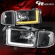 Switchback L-Tube LED Headlight Black/Clear for 1994-2002 Dodge Ram 1500-3500