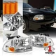 Chrome Housing Headlight Amber Turn Signal Bumper for 97-04 Dodge Durango/Dakota