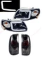 Black LED C-Bar Projector Headlights + Smoke Tailights for 1998-2003 Ford F-150