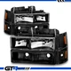 94-2000 Chevy C/K 1500 2500 3500 Pickup Black Corner Parking Headlights Set