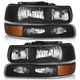 WEELMOTO Pair Headlights For 1999-2002 Chevy Silverado /2000-2006 Tahoe Suburban