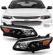 PAIR [Halogen Model] For 2016 2017 2018 Chevy Malibu Projector Black Headlights