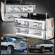Fits 94-98 Chevy C10 C/K 1500 Tahoe Suburban LED Tube Headlights Bumper Corner