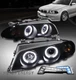 For 99-01 BMW E46 4dr LED Halo Black/Smoke Projector Headlight w/Blue DRL Signal