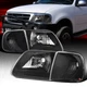 Fit 1997-2003 Ford F150 1997-2002 Expedition Head Lights+Corner Lamps BLACK 4PC