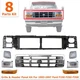 Front Grille Chrome & Primed Header Panel Headlights Kit for 1992-97 Ford Bronco