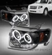 For 08-12 Ford Escape LED Halo Projector Headlights Lamps Black Left+Right Pair