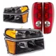 Black Headlights Read Rear Taillights Assembly For 2004 2005 2006 2007 2008 2...