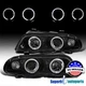 Fits 1999-2001 BMW 99-01 E46 4Dr 323i 328i 330i Halo Projector Headlights Black