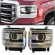 Clear Projector Headlights Fits 2014-2019 GMC Sierra 1500 2015-2019 2500HD LED