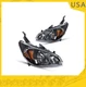 Headlight Assembly For 2004-2005 Honda Civic Halogen Amber Reflector Black 2Pcs