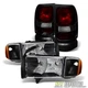 1999-2002 Dodge Ram Sport Model Pickup Headlights +Red Smoke Tail Lights Lamps