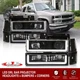 Black DRL Projector Head Lights +Corner Bumper For 1994-1998 Chevy C10 C/K Tahoe