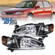 For 1998-2000 Toyota Corolla Black Headlamps Assembly Clear Headlight Left+Right
