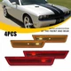 4X Amber Red Lens Front Bumper Side Marker Kit Lights For 45883 Dodge Challenger
