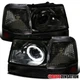Fit 1998-2000 Ford Ranger Smoke LED Halo Projector Headlights+Corner Signal Lamp