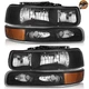 WEELMOTO Pair Headlight Black For 1999-2002 Chevy Silverado/00-06 Tahoe Suburban