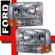 99-04 Ford F250 F350 Superduty Excursion Headlights + Signal Bumper Lights 