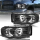 LH & RH Pair Headlights For 02-05 Dodge Ram 1500 2500 3500 Black Clear Headlamp