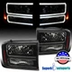 Fit 99-04 Ford F250 Superduty 2000-2004 Excursion Black Smoke Headlights w/ LED