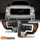 For 2009-2014 Ford F150 Pickup [Full LED] Projector Beam Black Headlights Pair