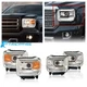 Pair LED Headlights W/DRL For 2014-2018 GMC Sierra 1500 2500HD 3500HD Chrome