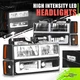 LED Headlight+Signal+Amber Corner Lamp w/ F-Style DRL for Chevy C/K 88-93 Black