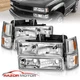 94-00 For Chevy C/K 1500/2500/3500 Chrome Housing Corner Signal Lamps Headlights