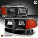 Fits 1999-2006 GMC Sierra Yukon Black Headlights+Bumper Signal Lamps Left+Right