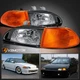 Fits 1992-1995 Honda Civic EG EH EJ 4Dr Sedan Black Headlights+Corner Lamps 4PC