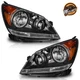 WEELMOTO Pair Headlights For 2005-2007 Honda Odyssey Black Amber Corner w/Bulbs